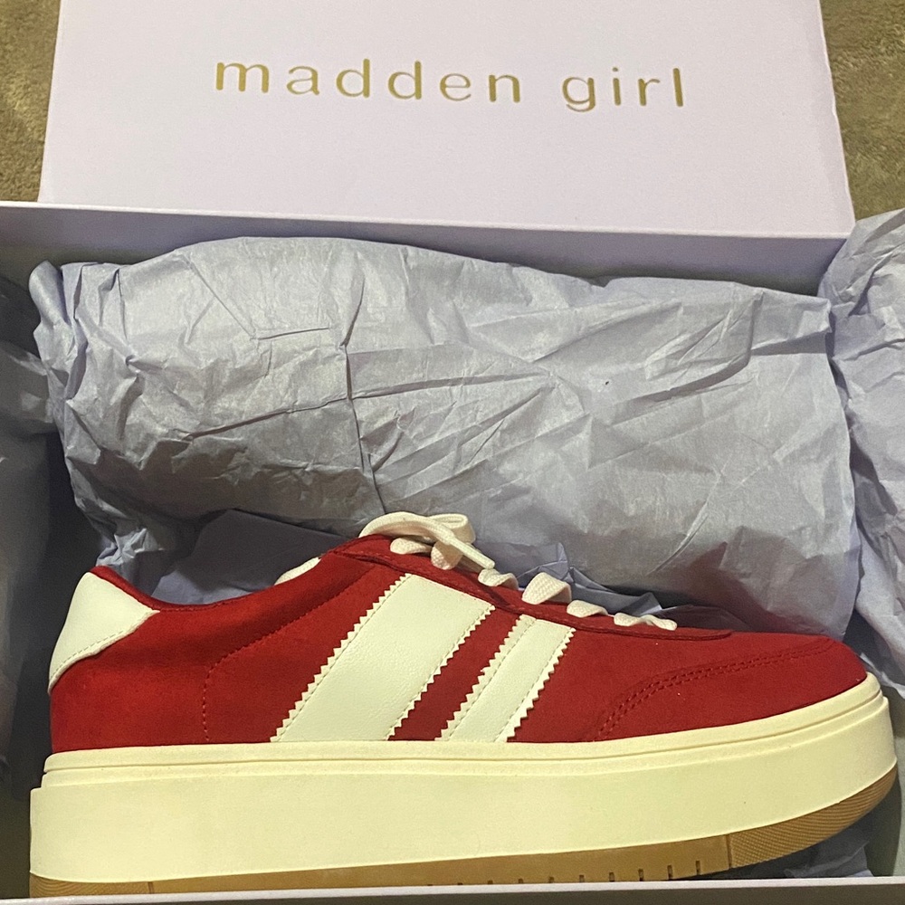 Madden Girl Red and Cream Women's Sneakers
